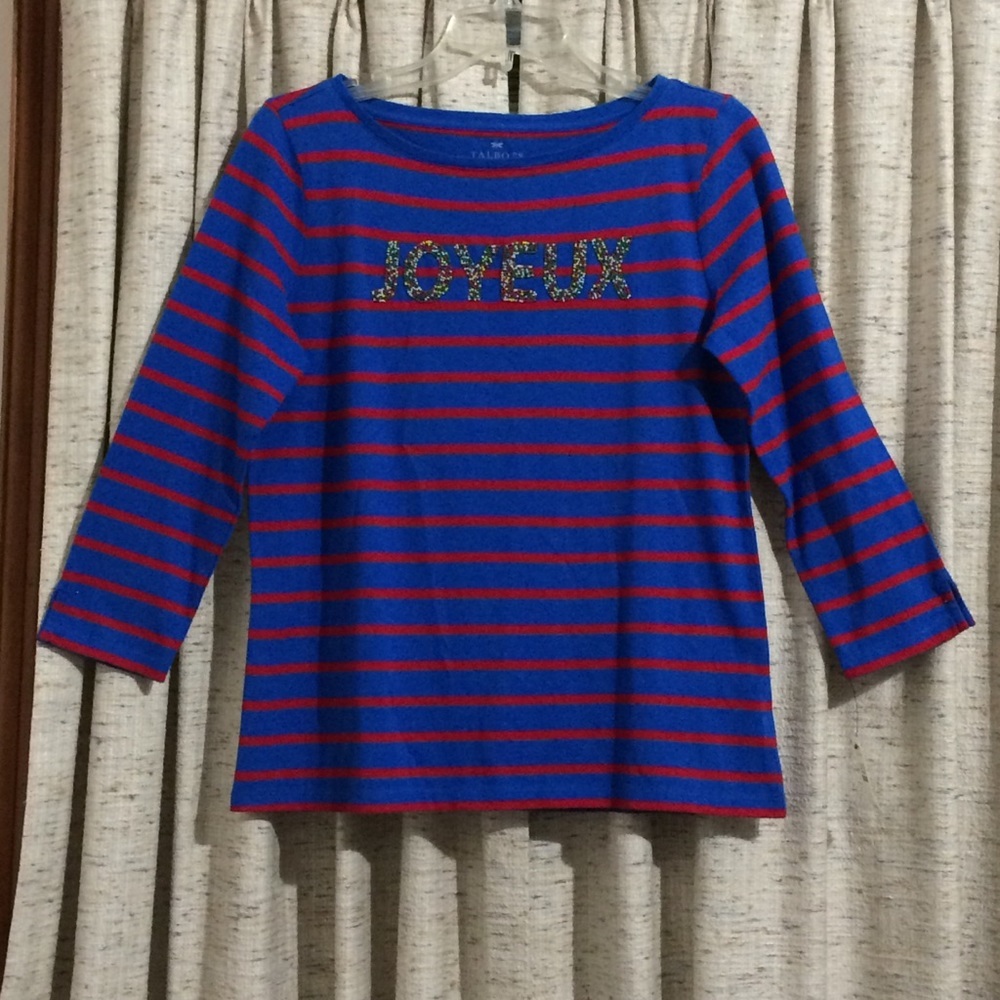 Talbots Joyeux Beaded Stripe Tee